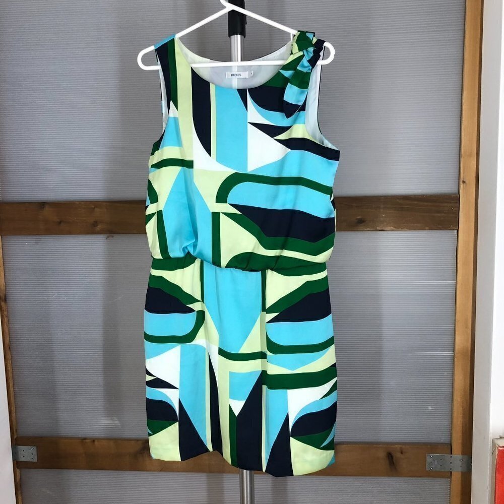 Ricki's Blue Green Yellow Geometric Dress Sz 8